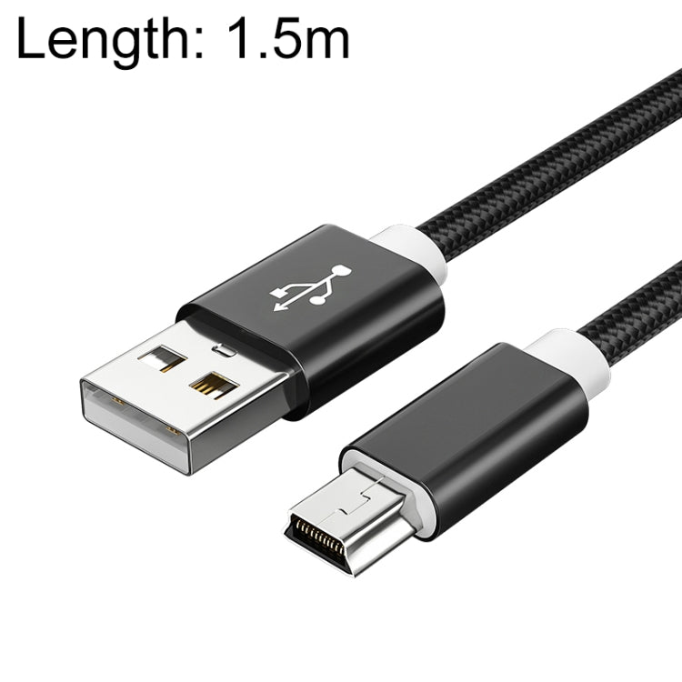 5-Piece Mini USB to USB A Woven Data/Charge Cable with 1.5m Length (Black)