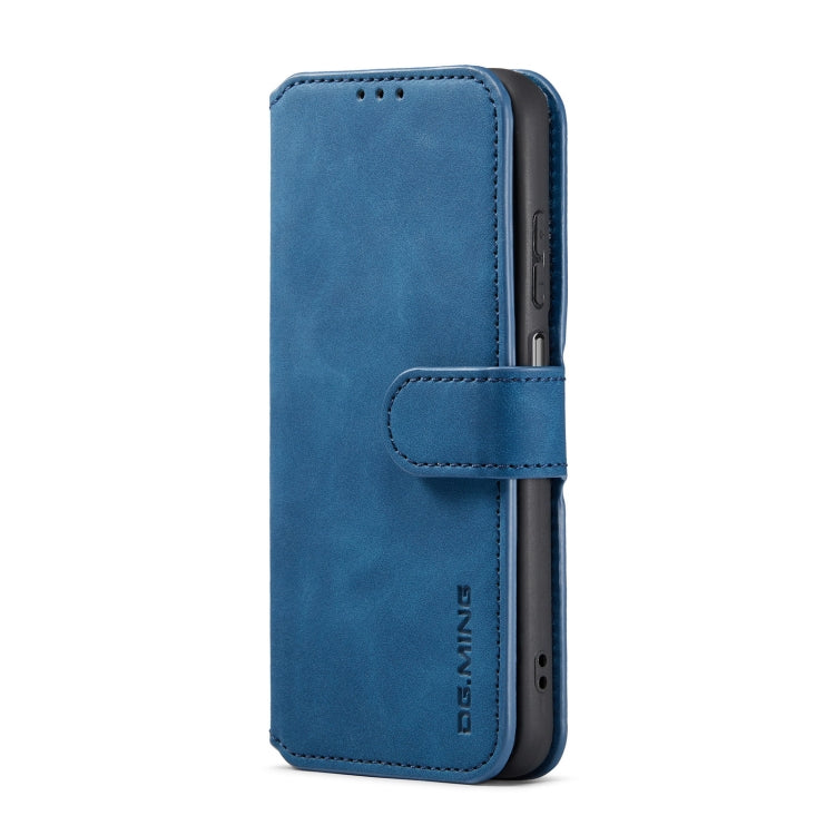 DG.MING Retro Oil Edge Flip Leather Phone Case in Blue for Samsung Galaxy A13 4G