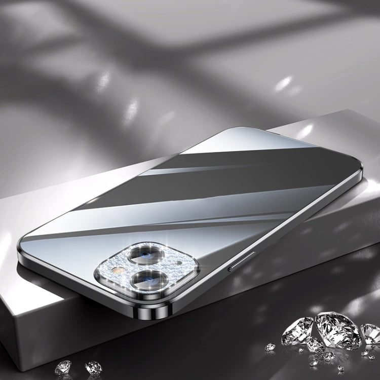SULADA Plated Frosted Case with Diamond Lens Protector for iPhone 13 (Black)