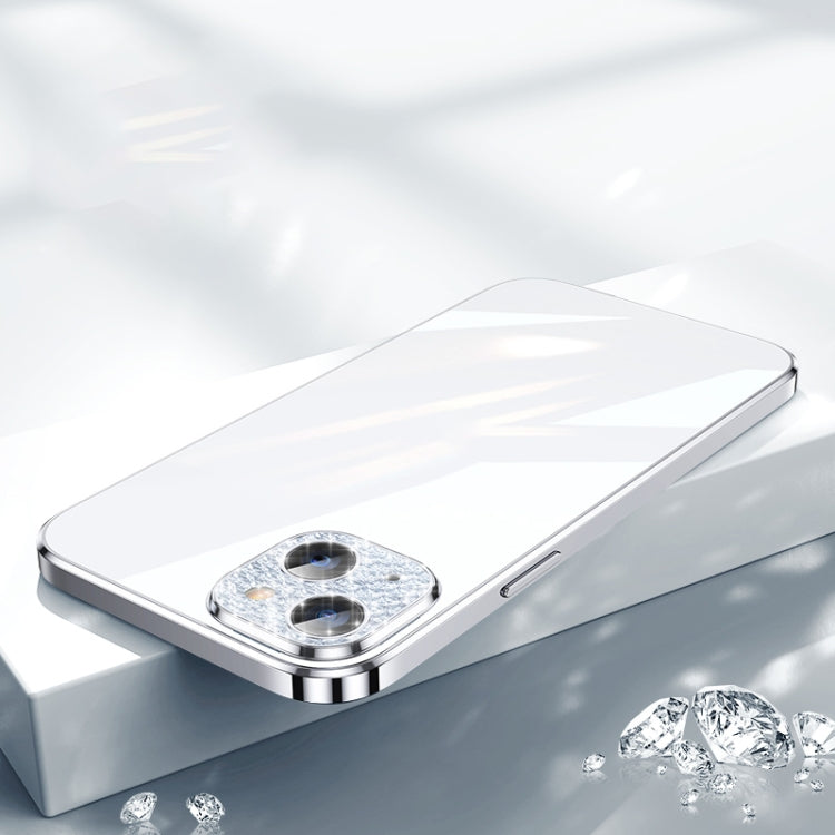 SULADA Diamond Lens Protector Plated Frosted Case for iPhone 13 (Silver)