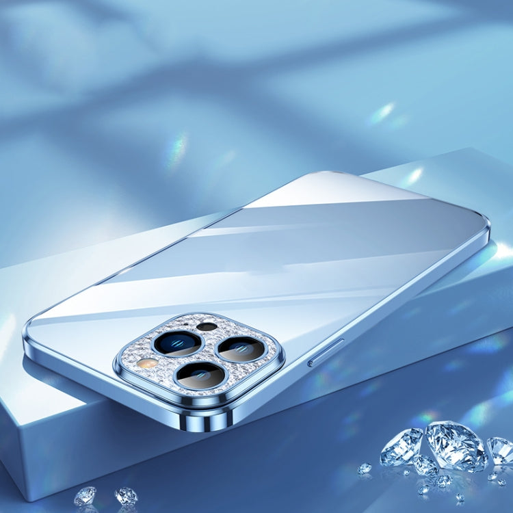 iPhone 12 SULADA Diamond Lens Protector Plated Frosted Case in Sierra Blue