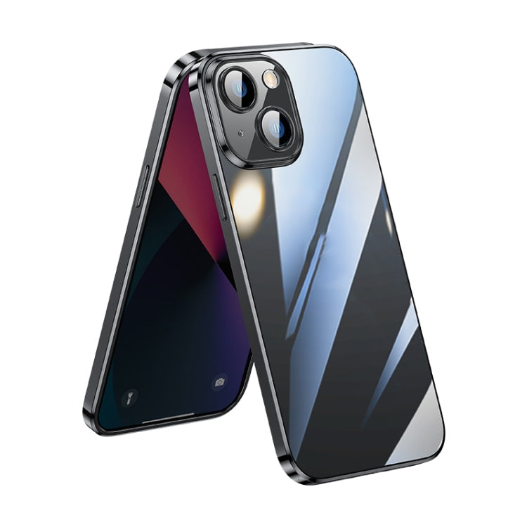 SULADA Lens Protector Plated Clear Case for iPhone 13 (Black)