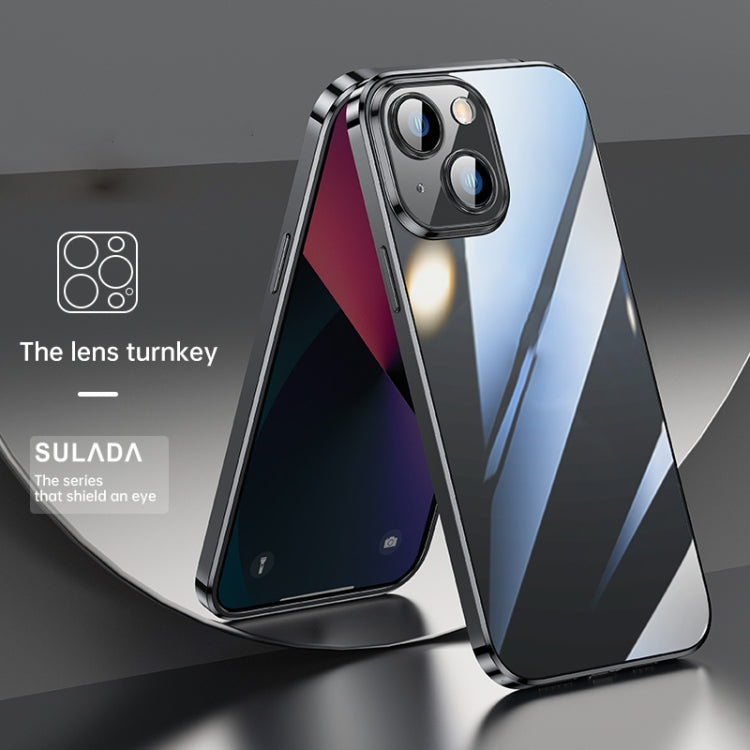 SULADA Lens Protector Plated Clear Case for iPhone 13 (Black)