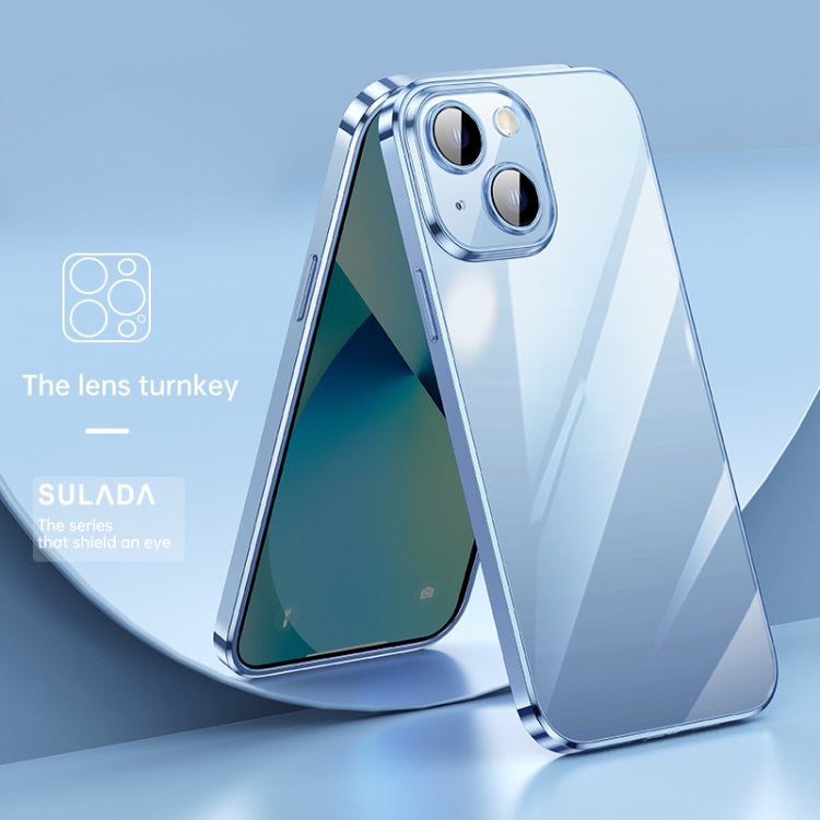 SULADA Lens Protector Plated Clear Case for iPhone 13 (Sierra Blue) with Camera Lens Protector