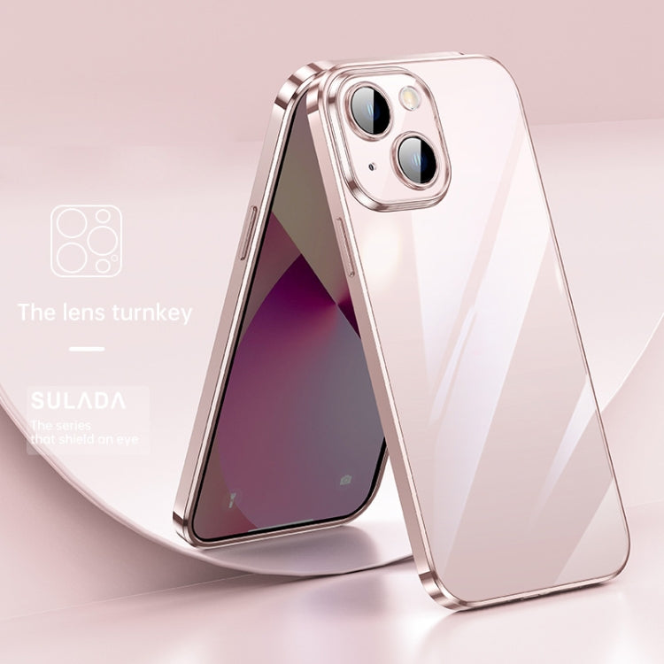 SULADA Lens Protector Plated Clear Case for iPhone 13 (Pink)