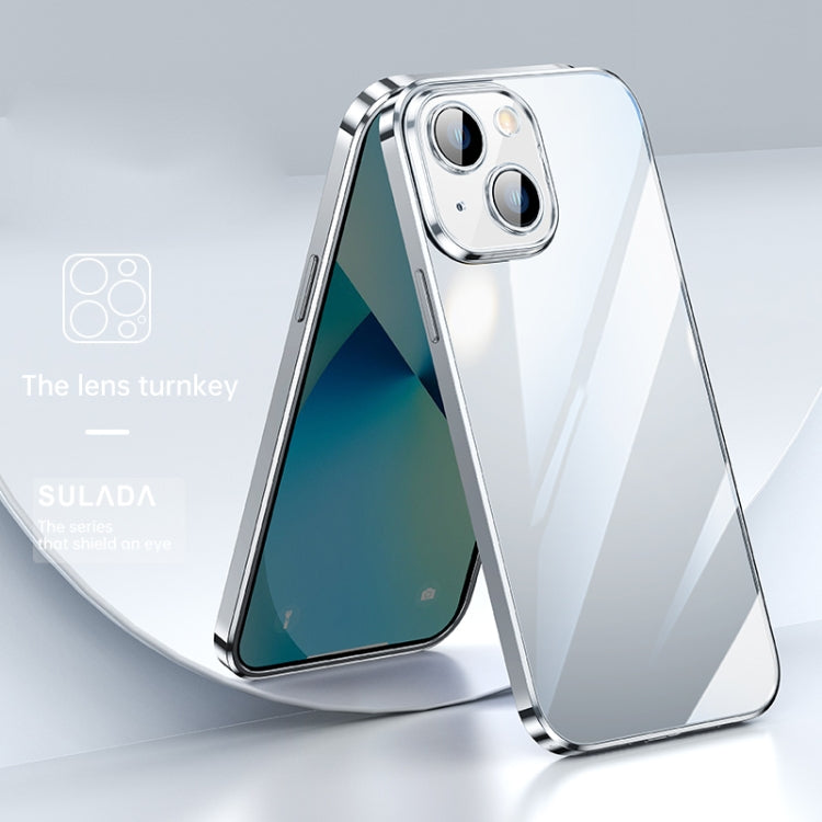 SULADA Lens Protector Plated Clear Case for iPhone 13 (Silver)