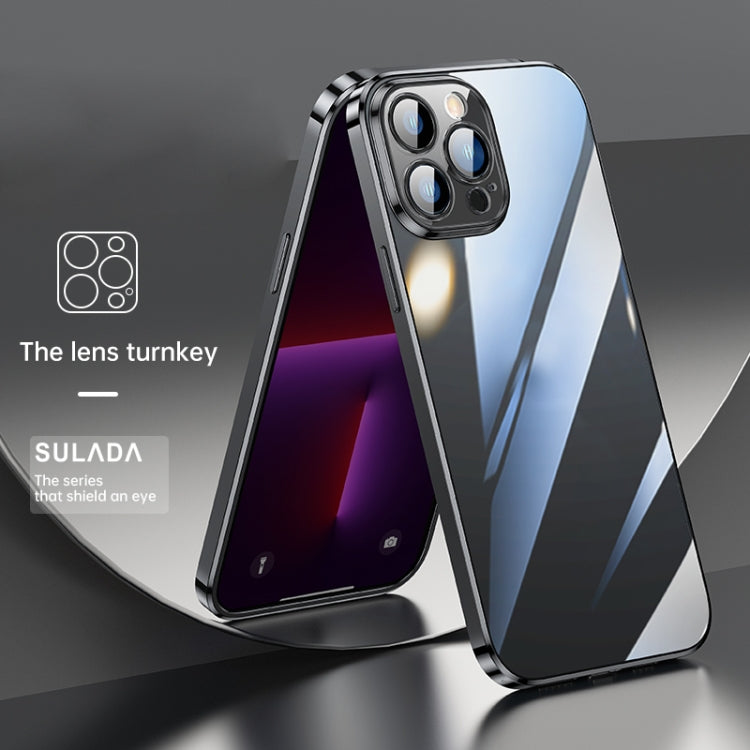 SULADA Lens Protector Plated Clear Case for iPhone 13 Pro Max (Black)
