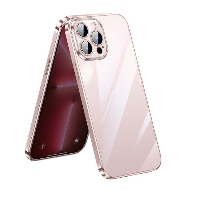 SULADA Electroplated Clear Case with Lens Protector for iPhone 13 Pro Max (Pink)