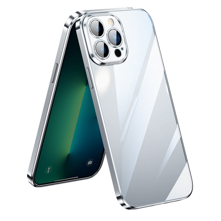 SULADA Lens Protector Plated Clear Case for iPhone 13 Pro Max (Silver)