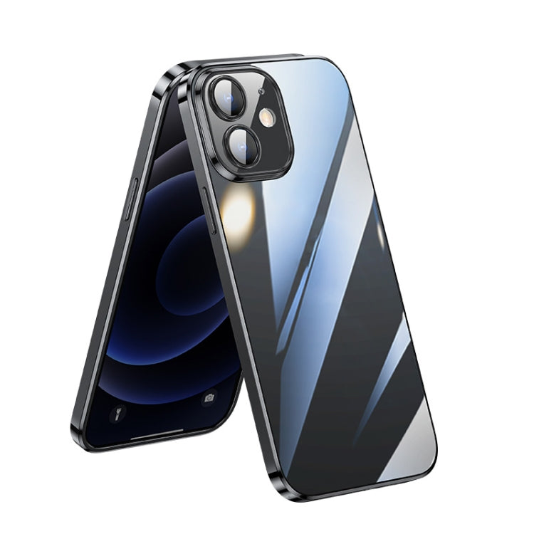 SULADA Lens Protector Plated Clear Case for iPhone 12 (Black)