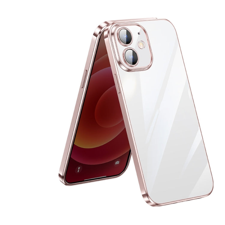 SULADA Lens Protector Plated Clear Case for iPhone 12 (Pink)