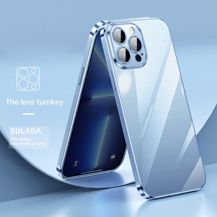 SULADA Electroplated Clear Case with Lens Protector for iPhone 12 Pro Max (Sierra Blue)