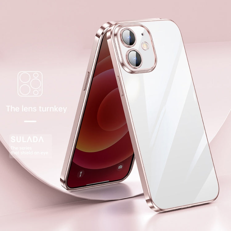 SULADA Electroplated TPU Soft Frame Clear Case with Camera Lens Protector for iPhone 11 (Pink)