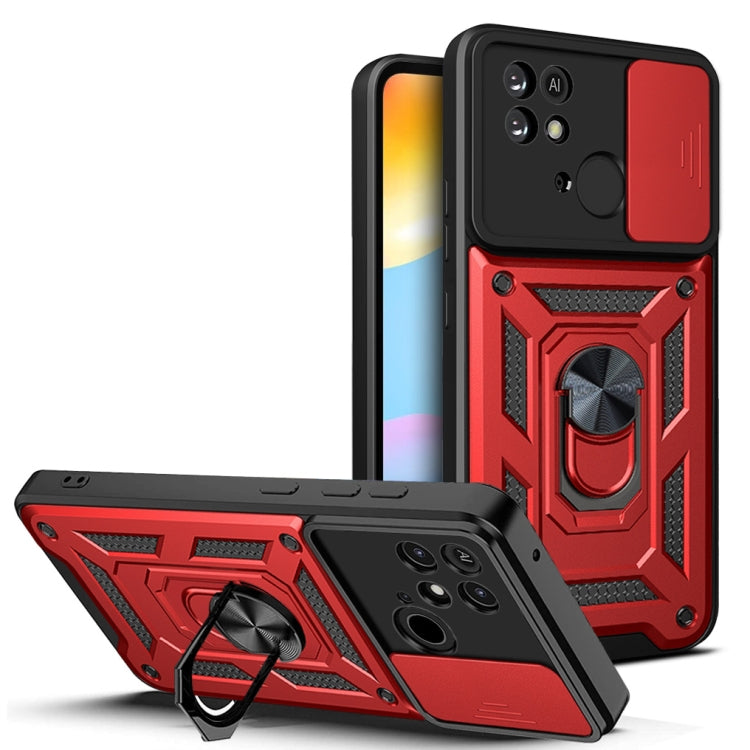 Sliding Camera Cover TPU+PC Phone Case for Xiaomi Redmi 10C 4G (Red)