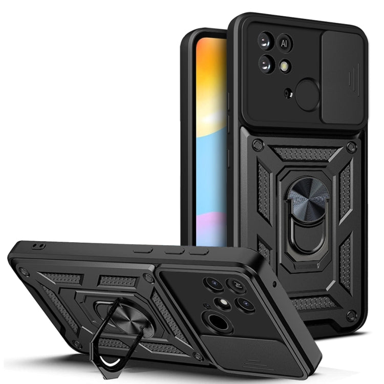 Sliding Camera Cover TPU+PC Phone Case for Xiaomi Redmi 10C 4G (Black)