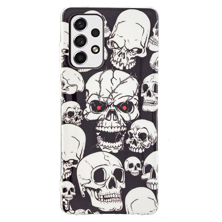Samsung Galaxy A13 4G Luminous TPU Protective Phone Case with Skull Design