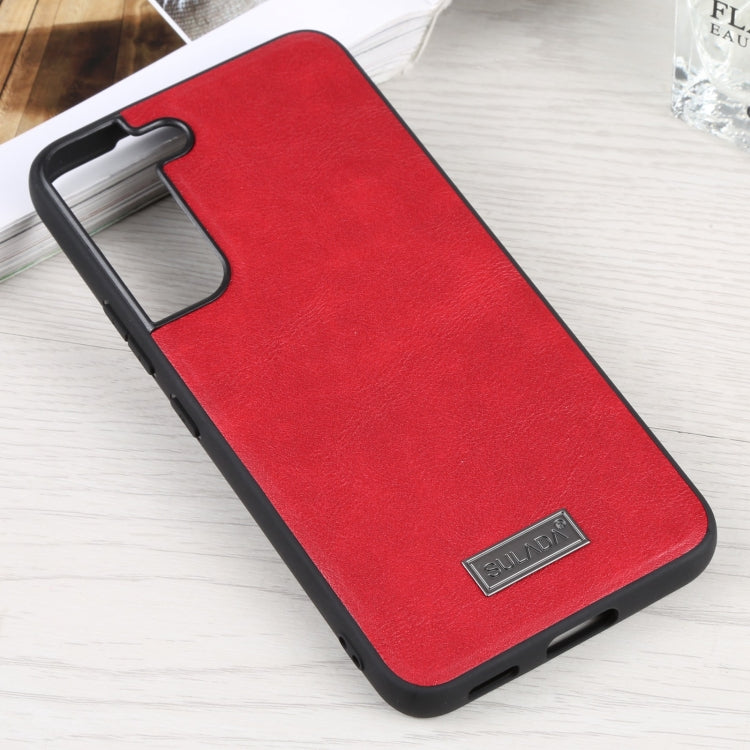 SULADA Shockproof Red Leather Phone Case for Samsung Galaxy S22 5G
