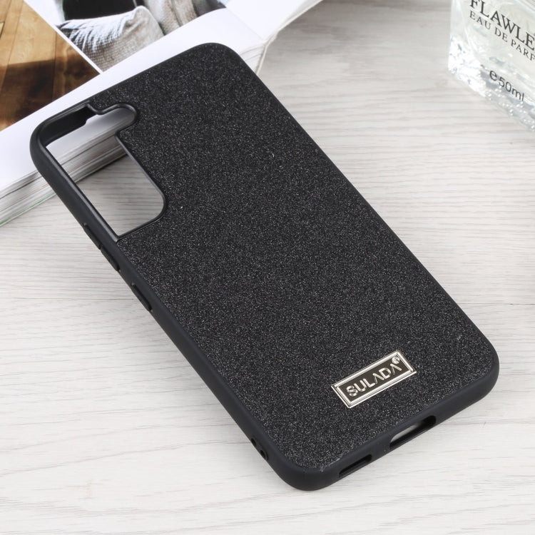 SULADA Shockproof TPU + Handmade Leather Phone Case for Samsung Galaxy S22 5G (Black)