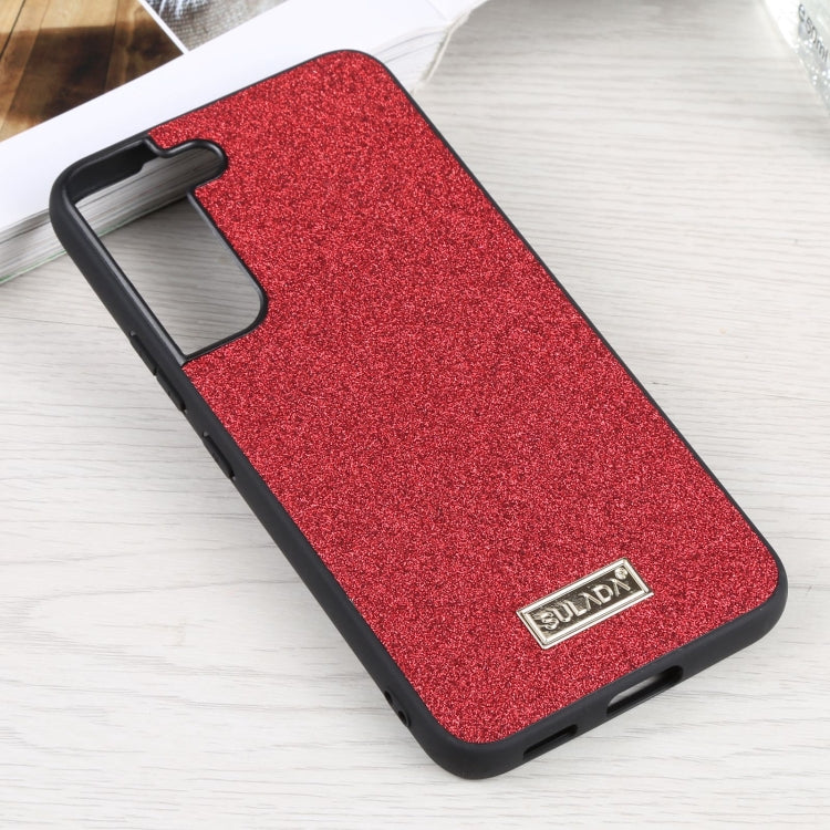 SULADA Shockproof TPU + Handmade Leather Phone Case for Samsung Galaxy S22 5G (Red)