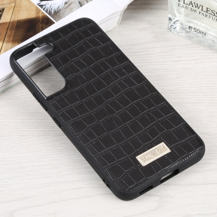 SULADA Black Shockproof TPU + Handmade Leather Phone Case for Samsung Galaxy S22 5G