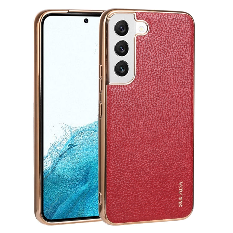 SULADA Red Leather Shockproof TPU Phone Case for Samsung Galaxy S22 5G