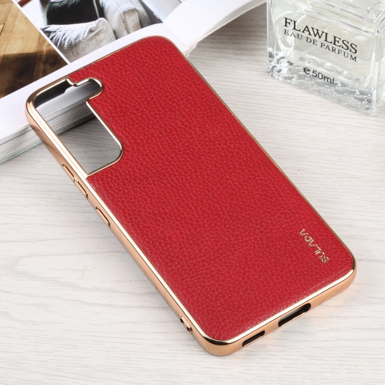 SULADA Red Leather Shockproof TPU Phone Case for Samsung Galaxy S22 5G