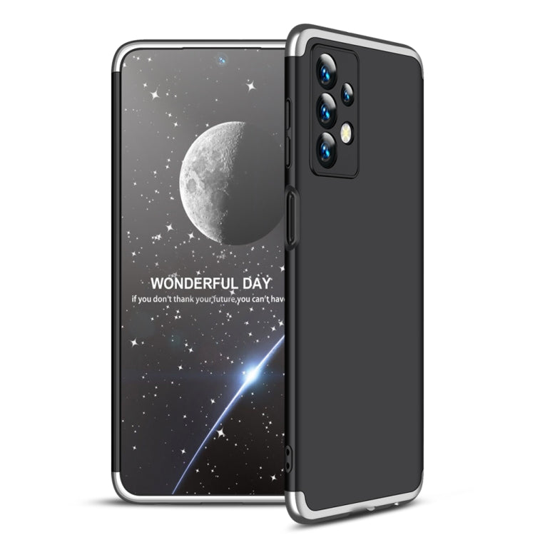 GKK Three Stage Splicing Full Coverage PC Phone Case for Samsung Galaxy A13 4G (Black Silver)