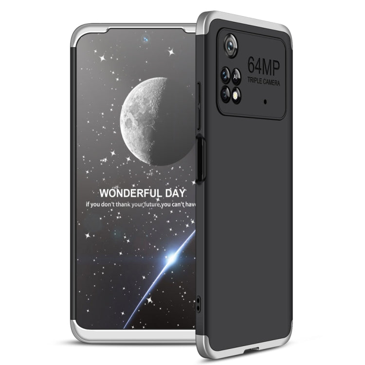 GKK Three Stage Splicing Full Coverage PC Phone Case for Xiaomi Poco M4 Pro (Black Silver)