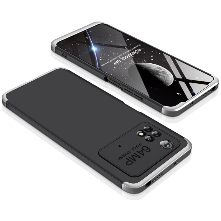 GKK Three Stage Splicing Full Coverage PC Phone Case for Xiaomi Poco M4 Pro (Black Silver)