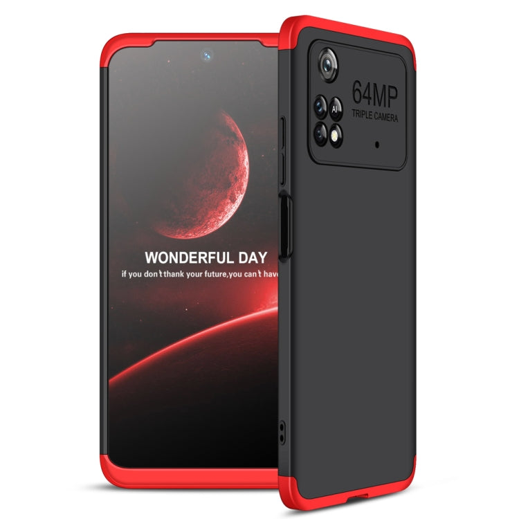 GKK Three Stage Splicing Full Coverage PC Phone Case for Xiaomi Poco M4 Pro (Black Red)