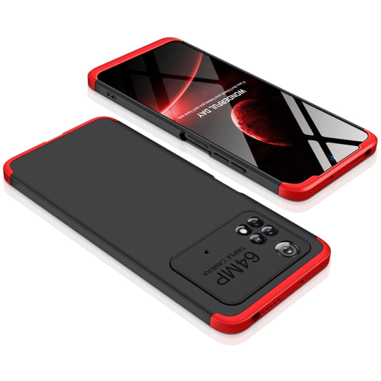 GKK Three Stage Splicing Full Coverage PC Phone Case for Xiaomi Poco M4 Pro (Black Red)