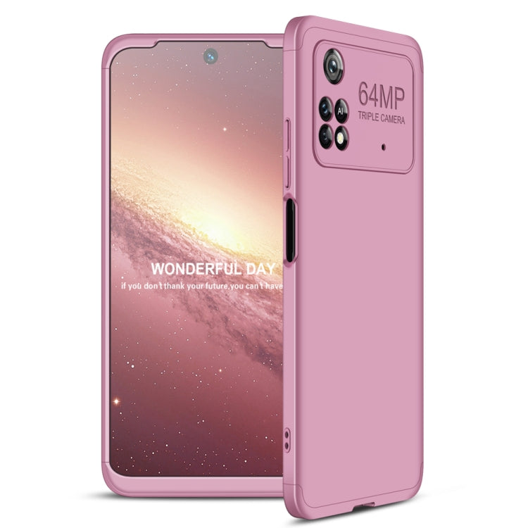 GKK Three Stage Splicing Full Coverage PC Phone Case for Xiaomi Poco M4 Pro - Rose Gold