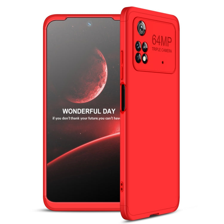 GKK Three Stage Splicing Full Coverage PC Phone Case for Xiaomi Poco M4 Pro - Red