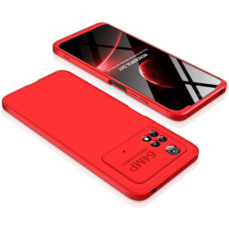 GKK Three Stage Splicing Full Coverage PC Phone Case for Xiaomi Poco M4 Pro - Red