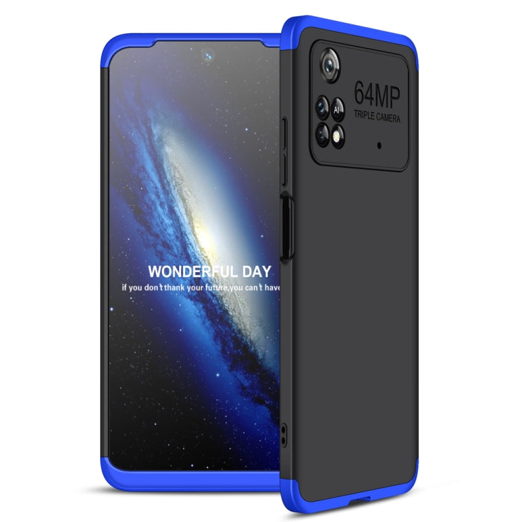 GKK Three Stage Splicing Full Coverage PC Phone Case for Xiaomi Poco M4 Pro (Black Blue)