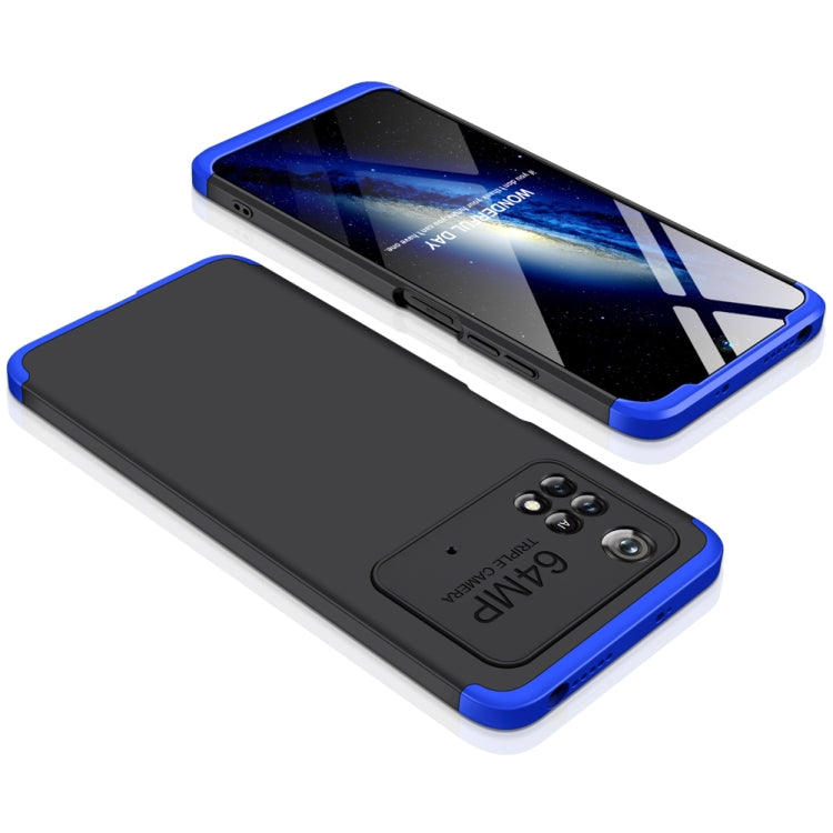 GKK Three Stage Splicing Full Coverage PC Phone Case for Xiaomi Poco M4 Pro (Black Blue)