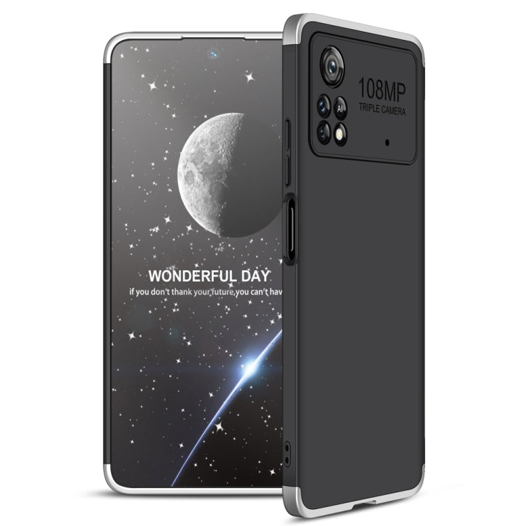GKK Three Stage Splicing Full Coverage PC Phone Case for Xiaomi Poco M4 Pro 5G (Black Silver)