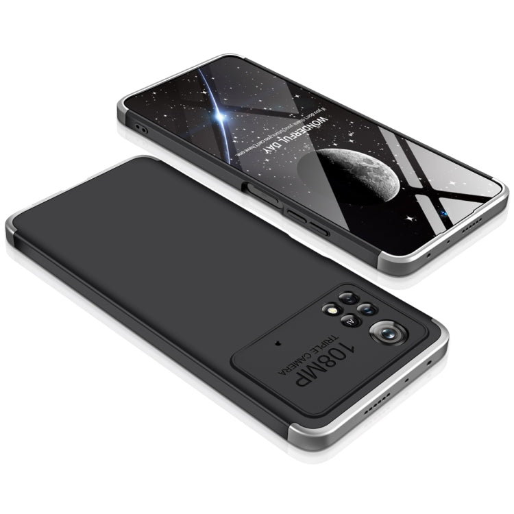 GKK Three Stage Splicing Full Coverage PC Phone Case for Xiaomi Poco M4 Pro 5G (Black Silver)
