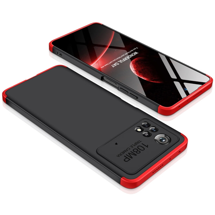 GKK Three Stage Splicing Full Coverage PC Phone Case for Xiaomi Poco M4 Pro 5G (Black Red)