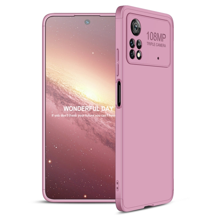 Rose Gold Three Stage Splicing Full Coverage PC Phone Case for Xiaomi Poco M4 Pro 5G