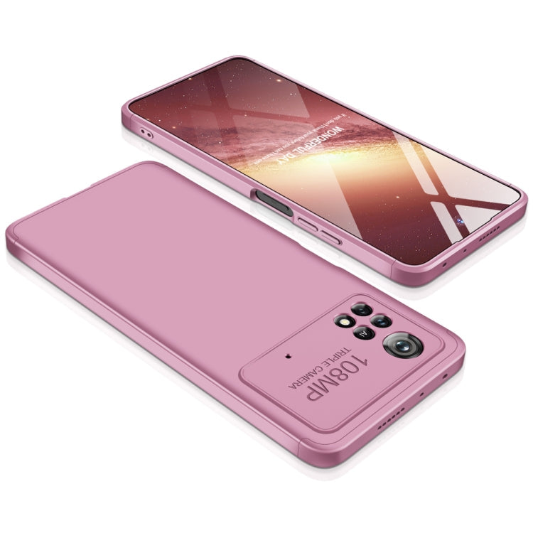 Rose Gold Three Stage Splicing Full Coverage PC Phone Case for Xiaomi Poco M4 Pro 5G