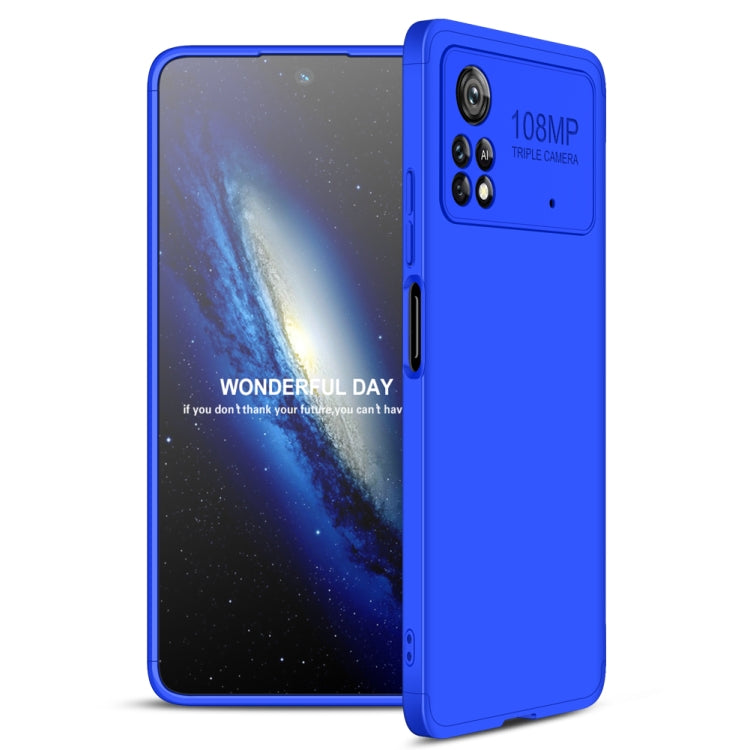 GKK Three Stage Splicing Full Coverage PC Phone Case for Xiaomi Poco M4 Pro 5G (Blue)