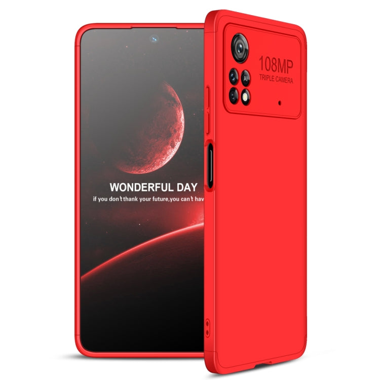 Xiaomi Poco M4 Pro 5G GKK Three Stage Splicing Full Coverage PC Phone Case in Red