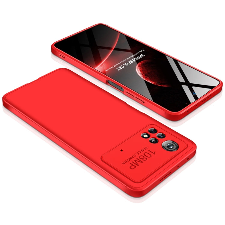 Xiaomi Poco M4 Pro 5G GKK Three Stage Splicing Full Coverage PC Phone Case in Red