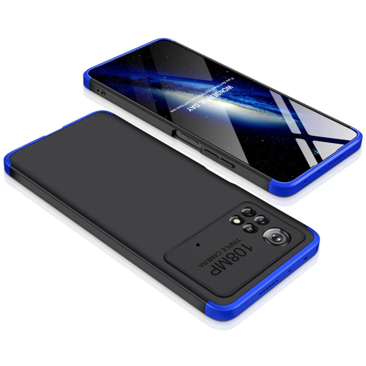 GKK Three Stage Splicing Full Coverage PC Phone Case for Xiaomi Poco M4 Pro 5G (Black Blue)