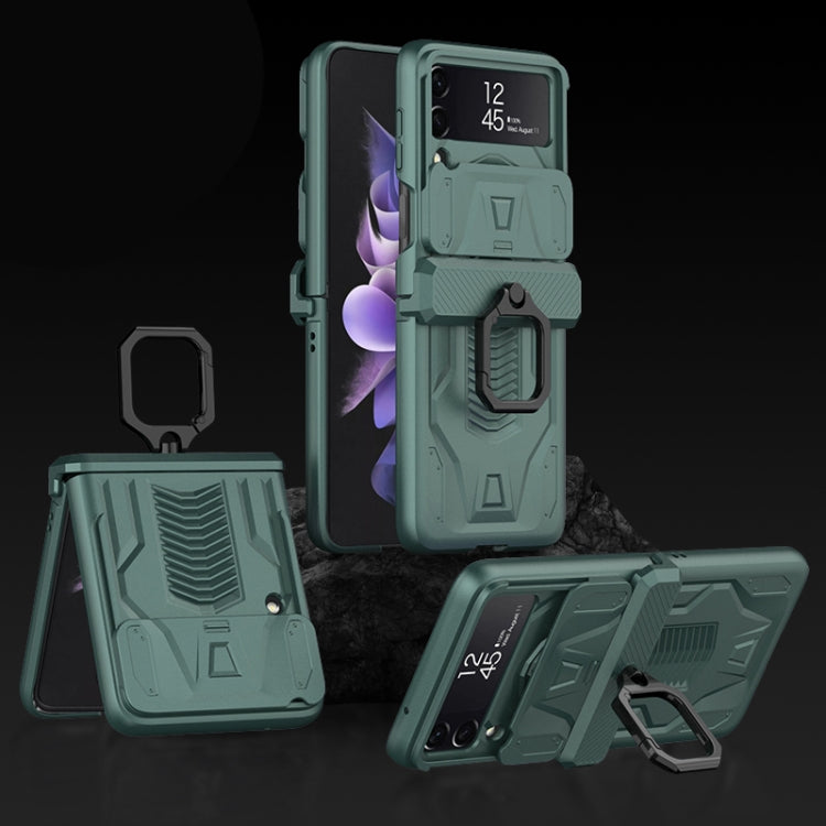 GKK Forest Green Magnetic Armor Flip Phone Case for Samsung Galaxy Z Flip3 5G with Ring Holder