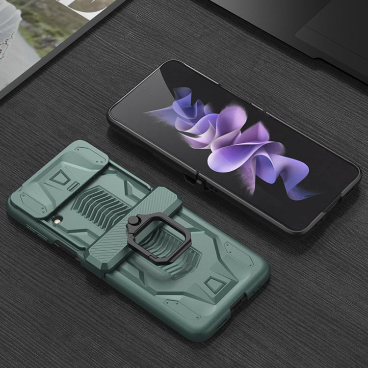 GKK Forest Green Magnetic Armor Flip Phone Case for Samsung Galaxy Z Flip3 5G with Ring Holder
