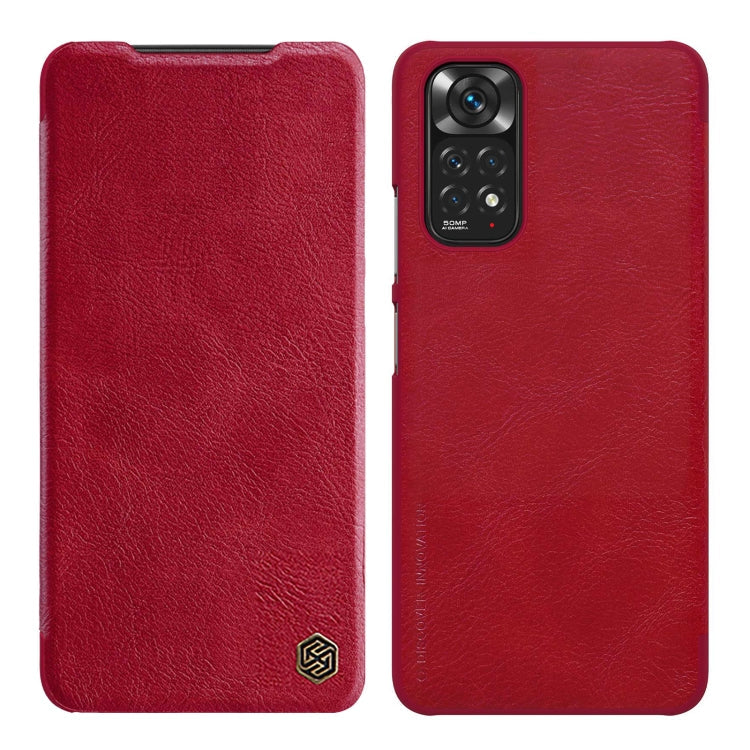 NILLKIN QIN Series Crazy Horse Texture Leather Case for Xiaomi Redmi Note 11 Global (Red)
