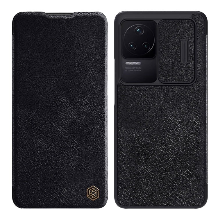NILLKIN QIN Series Pro Sliding Camera Cover Leather Phone Case for Xiaomi Redmi K50 / K50 Pro (Black)