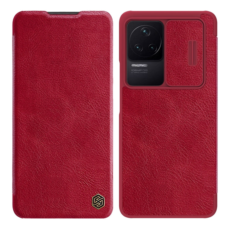 NILLKIN QIN Series Pro Sliding Camera Cover Leather Phone Case for Xiaomi Redmi K50 / K50 Pro in Red